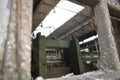 An old abandoned factory interior from the window Royalty Free Stock Photo