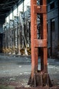 Old abandoned factory metal pole