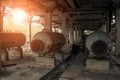 Old abandoned factory with rusty remains of equipment Royalty Free Stock Photo