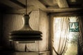 An old abandoned farm house, a lost place with dirty furniture and dusty paintings Royalty Free Stock Photo