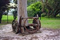 Old abandoned farm machinery frame Royalty Free Stock Photo