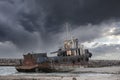 old abandoned fishing boat on a beach Royalty Free Stock Photo