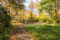 Old abandoned fountain in the Park in autumn, Asbestos, Russia