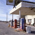 Old abandoned gas station in ghost town Royalty Free Stock Photo
