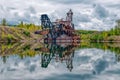 Old abandoned gold dredge in Alaska Royalty Free Stock Photo