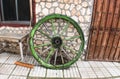 Old abandoned horse carriage wheel Royalty Free Stock Photo