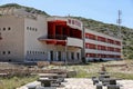 Old abandoned hotel building by the mountains Royalty Free Stock Photo