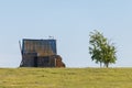 Old abandoned house or chalet lodge in steppe Royalty Free Stock Photo