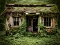 old abandoned house in the forest, Ai Generated Royalty Free Stock Photo