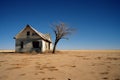 an old abandoned house in the middle of the desert Royalty Free Stock Photo