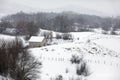 Old abandoned house in the mountain under the snow Royalty Free Stock Photo