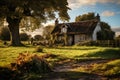 Old abandoned house on a rural landscape Royalty Free Stock Photo