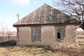 Old abandoned house in Ukrainian village. House made of clay. Royalty Free Stock Photo