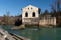 Old abandoned hydro power plant on Vrbas river in Banja Luka