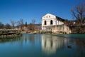 Old abandoned hydro power plant on Vrbas river in Banja Luka