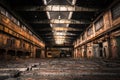 Old Abandoned industrial interior with bright light Royalty Free Stock Photo