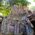 An old abandoned Khmer building, medieval architecture of Cambodia Royalty Free Stock Photo