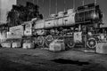 Old and abandoned locomotive in black and white Royalty Free Stock Photo