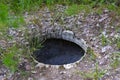 Old abandoned manhole. Dead military unit.