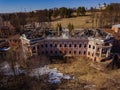 Old abandoned manor Otrada-Semenovskoye in Moscow Region, Russia, aerial view Royalty Free Stock Photo