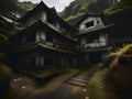 Old abandoned mansion in mystic spooky forest. Royalty Free Stock Photo