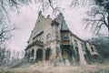 Old abandoned mansion in mystic spooky forest Royalty Free Stock Photo