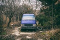 Old abandoned minibus in yard Royalty Free Stock Photo