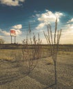 Old Abandoned Motel Lot With Sign. Royalty Free Stock Photo