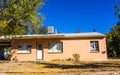 Old Abandoned One Level House With Blocked Out Windows Royalty Free Stock Photo