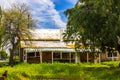 Old Abandoned One Story Home With Failing Awning Overhang Royalty Free Stock Photo