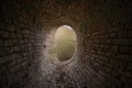 Old abandoned oval brick tunnel of the 19th century in the day. Old drainage system
