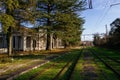 Old abandoned overgrown railway station Royalty Free Stock Photo