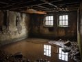 old abandoned place with a large window Royalty Free Stock Photo