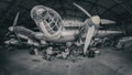 Old abandoned plane. A bomber from the Second World War. Beautiful abandoned technology.