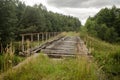 Old, abandoned railway bridge in Latvia. Royalty Free Stock Photo