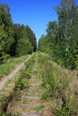 Old abandoned railway viaduct over the road Royalty Free Stock Photo