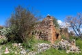 Old abandoned ruined house inside the alanya fortress in Turkey Royalty Free Stock Photo