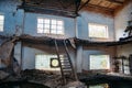 Old abandoned and ruined red brick building interior of former sugar factory in Ramon, Voronezh region Royalty Free Stock Photo