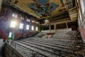 Old abandoned ruined stage theater or cinema hall