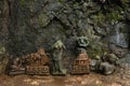 Old abandoned ruined statues of Tirthankar Adinath Jain caves, Tringalwadi fort, Nashik