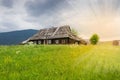 Old abandoned rural wooden house in the Carpathian mountains Royalty Free Stock Photo