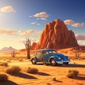 Old abandoned and rusted car in the desert. Royalty Free Stock Photo