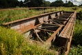 Old, abandoned, rusty railway bridge in Latvia Royalty Free Stock Photo