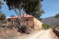 Old abandoned school building in disrepair.