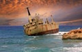 Old abandoned ship at the shipwreck Royalty Free Stock Photo