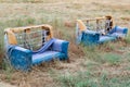 Old abandoned sofa in the forest