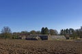 The old abandoned Stone Barns and Farm Buildings of Home Farm near to Arbilot Royalty Free Stock Photo