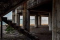 Old abandoned structure, rust stains, decayed stairs in Pattaya, Thailand