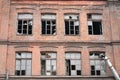 Old abandoned town, brick buildings with broken Windows Royalty Free Stock Photo