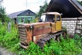 Old abandoned tracked tractor Royalty Free Stock Photo